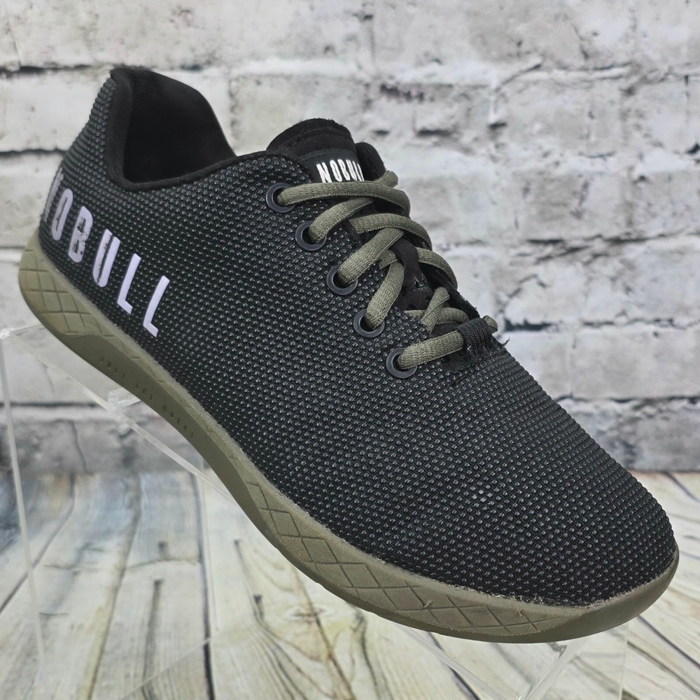 NOBULL SuperFabric Trainer Shoes Womens 9 Mens 7.5 Black Army Green CrossFit Gym